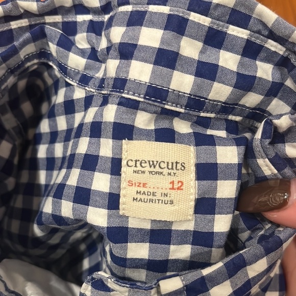 Crewcuts Boy’s Blue Plaid Button Down Size 12 - Picture 3 of 5